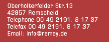 Oberh&ouml;lterfelder Str. 13 42857 Remscheid